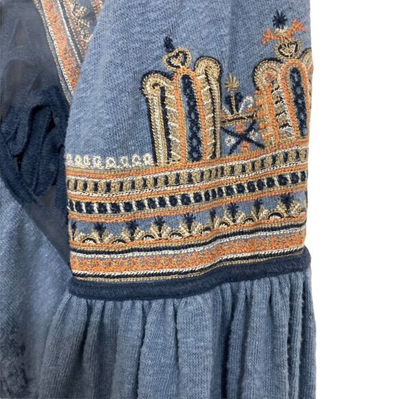 FREE PEOPLE Snow Kisses Embroidered Balloon Sleeve Boho Peasant Top - Picture 10 of 15